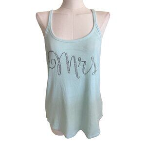 Betsey Johnson Sea Foam Round Neck Sleeveless Ribbed "Mrs" Tee Women's Sz L
